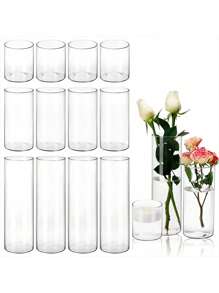 Juego de 6/3/1 pieza de jarrones de vidrio para flores, jarrones altos y claros para centros de mesa, decoraciones de boda, portavelas flotantes de 3 diámetros diferentes, jarrones modernos y sencillos para cenas formales y decoración del hogar