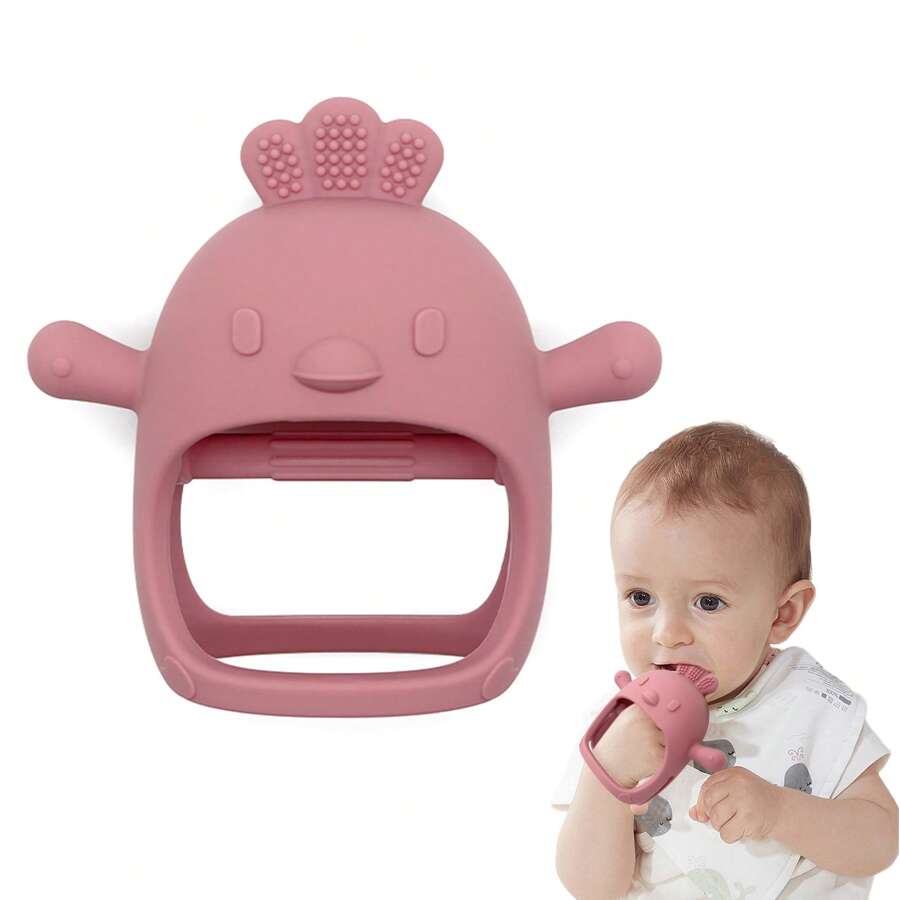 Chicken Teethers, Baby Silicone Anti-Bite Teething Toys, Mushroom Pacifier Teething Stick - Dark Red - View 1