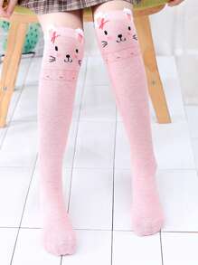 1 Pair Cartoon Children Breathable Knee-High Socks, Suitable For Everyday Wear
