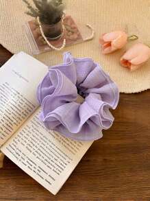 1 Peça Scrunchie Extra Grande Entrançado, Elástico de Cabelo Texturizado Floral de Camadas Múltiplas, Doce e Macio, Estilo Confortável do Início da Primavera, Acessórios de Cabelo, Tiras de Cabelo Scrunchies