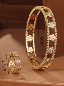 2pcs Hollow Out Personalized Bracelets And Rings Set