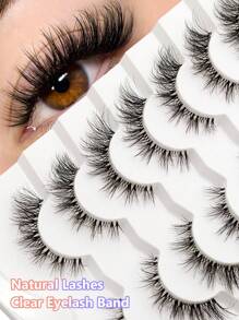 Asiteo 7对假睫毛自然纤细柔软时尚透明带状交叉睫毛适用于日常约会和节日睫毛条睫毛，睫毛，睫毛，假睫毛