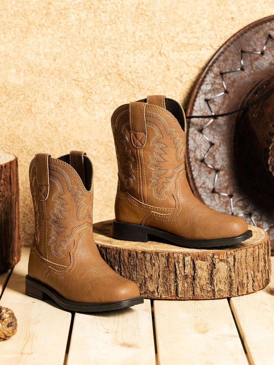 Kids Boys Girls Cowboy Boots Western Square Toe Riding Mid Calf Knee High Boots