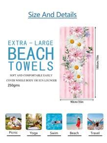 1pc Prachtige Bloemen Stranddeken, Extra Zachte Microvezel Extra Grote Strandhanddoek, Zeer Absorberende Badhanddoek, Geschikt Voor Reizen, Zwembad, Duiken, Surfen, Yoga, Kamperen, Verschillende Maten, Strandaccessoires Zomer, Vakantie