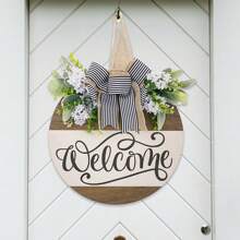 Guirnalda de bienvenida con mariposas de arpillera, decoración colgante para la puerta de entrada