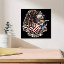 Adult 5D Diamond Painting Kit - Patriotic Eagle Design, Full Round Diamond Art Craft, DIY Mosaic Wall Decor For Home, Kitchen, Staircase - Frameless Canvas