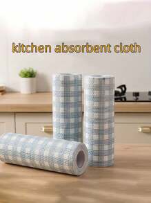 1/2 Roll Soft Cleaning Cloth, Disposable Kitchen Paper Towels, Reusable Wet & Dry Wiping Rags, Dishwashing Cloths, Non-Stick Oil Rags, Degreasing Wipes, Household Cleaning Cloths, Drying Cloths, Cleaning Supplies, Checkered Pattern Reusable Kitchen Dishcloths, Disposable Wet & Dry Dual-Use Dishcloths