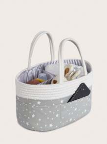 1pc Dark Grey Star Braided Mommy Diaper Tote Organizer Basket - Dark Grey - View 7