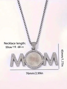 1PC Custom Photo Necklace, Personalized MOM Letter Pendant Necklace Jewelry, Gift For Family, Mother's Day Gift, Personalized Customized Holiday Gift, Personalized Birthday Gift Memorial Gifts