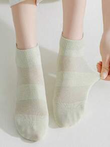 1/3/5 Pairs Women Solid Color Mesh Short Socks, Moisture Wicking And Breathable, Suitable For Daily Wear - Multicolor - View 2