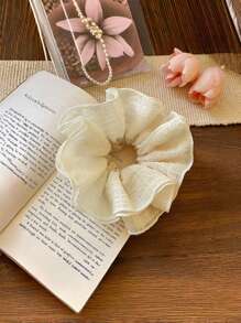 1 Peça Scrunchie Extra Grande Entrançado, Elástico de Cabelo Texturizado Floral de Camadas Múltiplas, Doce e Macio, Estilo Confortável do Início da Primavera, Acessórios de Cabelo, Tiras de Cabelo Scrunchies