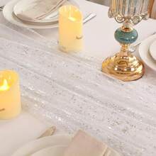 Silver Glitter Tablecloth, Wedding Decor, Transparent Silver-Foiled Tablecloth, Romantic Boho Tablecloth, Suitable For Birthday, Baby Shower, Wedding, Dining Table Decoration