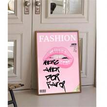 1 件墙面艺术复活节装饰，粉色时尚海报嘴唇杂志封面学院风少女 70 年代印花可爱公寓装饰奢华墙面艺术美学装饰宿舍房间，现代家居装饰，适用于客厅卧室，帆布画（无框架） - 彩色 - 查看 2