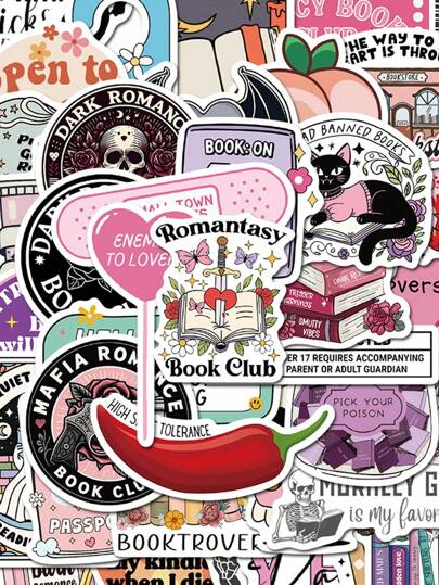 SCXXBSW 50pcs Romantic Reading Cartoon Graffiti Stickers Decorative Water Cups Notebook Luggage Waterproof Stickers