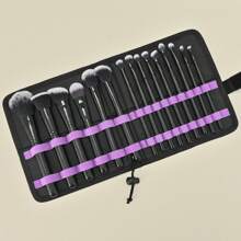15pcs Makeup Brush Set With Eyeshadow, Concealer, Blush Brushes, Complete Kit With Storage Bag & Sponge