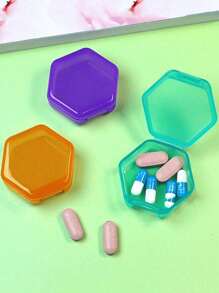 3 件装迷你药盒便携式透明药盒旅行防潮药丸收纳盒可重复使用药盒男女通用药品计划器日常口袋盒可容纳维生素药物和补品家庭旅行必备配件户外办公室返校 - 彩色 - 查看 3