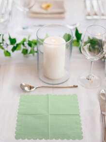 20pcs Sage Green Cocktail Napkins, Sage Green Fan-Shaped Disposable Napkins, Suitable For Weddings, Parties, Bridal Showers, Afternoon Tea Gatherings - Green - View 6