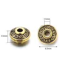 50pcs/Pack Retro Metallic Spacer Beads, 6.5mm Gold, Silver, Bronze Color, Elegant Handmade Jewelry Making DIY Supplies, Suitable For Bracelet, Necklace, Accessory, Pendant, Wholesale Beads