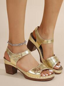 New Fashion Casual Hollow-Out Breathable Women French Style High Heel Sandals, Summer
