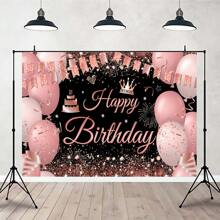 1st roze Happy Birthday Banner Achtergrond, roze verjaardagsdecoraties voor vrouwen