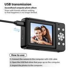 Cámara digital mini de alta definición de 4400MP, grabación Full HD 1080P, tarjeta de memoria de 32GB, batería recargable, cordón, anti-vibración, zoom 16X, grabación de video, webcam, multilingüe, diseño de bolsillo portátil, ¡regalo ideal para adolescentes y fotógrafos! - Cámara + tarjeta de memoria 32G - Ver 9