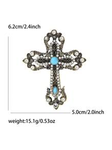 Vintage Rhinestone Cross Brooch For Women Dress Suit Pin Accessories Party Banquet Gift - Cross - View 6