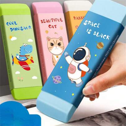 1pc Extra Large Blue Eraser - Cartoon Pattern, Non-Smudge, Non-Crumble, Office Supplies Gift, Back To School Gift