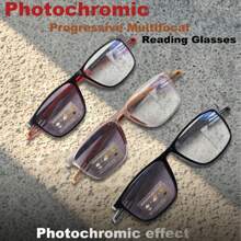 Photochromic, Progressive Multifocal Reading Glasses, Anti-Blue Light, Clear Distance Vision For Presbyopia, TR90 Frame, Sporty Style, Unisex - White - View 2