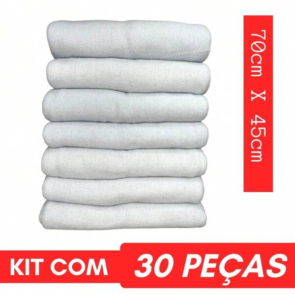 Kit Pano de Chão Grande Alvejado Branco Premium Grosso Limpeza Cozinha Copa Absorvente Durável Multiuso Algodão