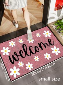 1pc Pink Background Welcome Floral Design Doormat, Minimalist Style Indoor/Outdoor Non-Slip Mat, Washable, Water Absorbing, Quick Drying, Suitable For Kitchen, Dining Room, Hallway, Bathroom, Bedroom, Outdoor, Entryway, Home Decor, Room Decor, All Season Gifts Birthday Graduation Rug Carpet Rugs Door Mat Carpet For Living Room Kitchen Rug Bedroom Decor Blankets And Throws Rugs For Bed Room Bathroom Decor Room Decoration Stuff Living Room Decor Office Decor House Decor Home Decor Living Room Bathroom Rug Room Decor Aesthetic