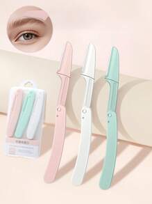 3pcs Folding Eyebrow Razor Face Razor For Women And Men, Eyebrow Hair Trimmer And Shaver Eyebrow Scissors With Comb, Safe And Newbie Friendly,Facial Hair Removal For Women Sensitive Skin