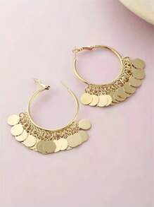 1 对 2025 新款时尚小众几何圆形吊坠耳环，适合日常、派对和宴会场合