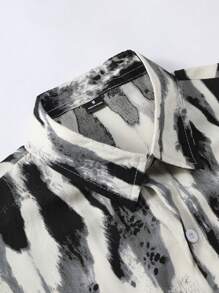 Men's Tie-Dye Print Single-Breasted Casual Short Sleeve Shirt
