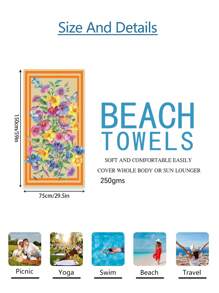 1pc Prachtige Bloemen Stranddeken, Extra Zachte Microvezel Extra Grote Strandhanddoek, Zeer Absorberende Badhanddoek, Geschikt Voor Reizen, Zwembad, Duiken, Surfen, Yoga, Kamperen, Verschillende Maten, Strandaccessoires Zomer, Vakantie
