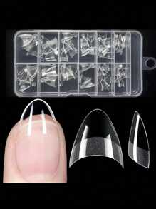 120 pièces Faux Ongles Amandes Mates, Pointes d'Ongles Acryliques Pré-Polies Semi-Couvertes, 12 Tailles au Choix, Facile à Appliquer