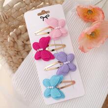 4pcs/Set Double-Layer Pearl Bow Hairclips, Seamless BB Clips Set, Handmade Fabric Edged Hair Clips, Cute Girl's Hair Accessories, Suitable For Daily Wear, Colorful Butterfly Hairpins