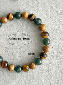 8mm Green Moss Agate Abundance And Prosperity Bracelet Tiger Eye Good Luck And Success, Courage, Focus, Energy Healing Spiritual Jewelry Gift For Women Men