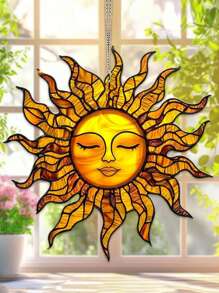 1 Pieza Colgante de ventana de acrílico con diseño de sol - Decoración de pared estilo sol, arte bohemio y espiritual para primavera y verano, regalo perfecto para el Día de la Madre y bodas, ornamento con forma de sol para el hogar, jardín o patio (RETIRE LA PELÍCULA PROTECTORA ANTES DE USAR, HECHO DE ACRÍLICO, NO DE VIDRIO)