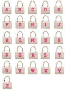1 pièce Lettres A-Z DIY, boucle magnétique mode en PU, mini grille en creux de fille mode, sac à main perle simple et polyvalent, sac bandoulière de messager, convient pour sortir, convient pour un usage quotidien, cadeau parfait pour les amis et la famille (Il y a des éraflures et des bosses à la surface des perles, ce qui est inévitable)