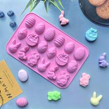 1 pieza de molde de silicona de huevo de Conejo de Pascua de color aleatorio, molde para caramelos, gelatinas, pasteles, gofres, rosquillas, chocolates, molde de pastel con forma creativa, molde para velas, molde para hacer jabón, artesanía con arcilla, multiusos para manualidades