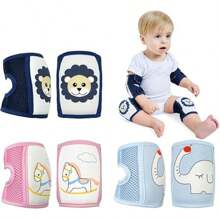 1对可爱卡通防滑婴儿爬行护膝，适合爬行、走路、幼儿防摔护膝，儿童爬行和走路防护装备