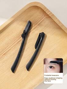 3pcs Set Eyebrow Grooming Kit, Includes Stainless Steel Eyebrow Razor, Eyebrow Scissors And Eyebrow Tweezers, Suitable For Beginner