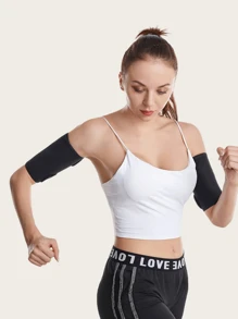 1 Pair Women's Adjustable Sauna Sport Compression Sleeves, Lined With Silver Sauna Coating, Arm Shaper Sleeve Wrap, Body Sculpting - Silver - View 4