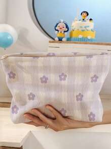 1pc Butterfly Letter, Purple Flower, Pink Letter Print Toiletry Bag, Travel Bag For Beach, Swimming Pool, Swimsuit And Used For Travel Storage Bag, Cosmetic Bag, Makeup Bag, Holiday Organizer, Large Capacity Toiletry Bag For Lipstick, Brush, Skin Care, Phone, Coins, Small Items, Multipurpose Use For Home, Gift, Holiday And Festival, Teens Toiletry Organizer Bag, School Makeup Bag, Back To School Supplies, Cosmetics And Toiletries Storage, School Supplies, Storage Bag, Room Items - Multicolor - View 15