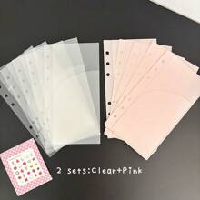 5pcs Double Pockets A6 Binder Devider Bag PP Separator Pages Budget Book Accessory Loose Leaf Ring Saving Pocket Banknotes Holder Organizer Back To School - Multicolor - View 14