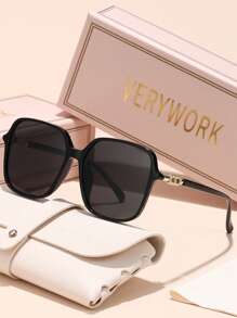 Verywork Verywork 1pc Square Classic New Vintage Ins Style Luxury Superior Quality Brand Design Women Fashion Eyeglasses Driving Shopping Golf Outdoor Travel Vacation Outfits Fashion Accessories For Summer Beach Vacation,Outdoor,Travel Shades Temple Decoration Elegant Style Oversized Square Frame