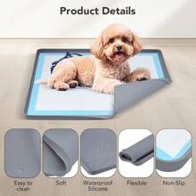 1pc Silicone Dog Puppy Pee Pad Support Stand, 24 X 24 Inch Leak-Proof High Rim, Portable & Easy To Clean, Leakproof Dog Training Mat With Square Tray For Home Floor Protection (Black)