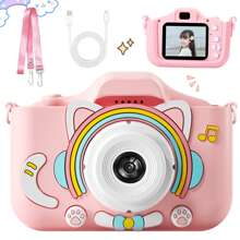 Cámara digital, grabadora de la infancia, cámara de video, juguete cámara para niñas y niños de 3 a 12 años, cámara de video digital para niños con funda de dibujos animados, cámara divertida con videojuegos, mejor regalo de cumpleaños y festividad para niños