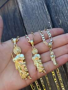 1pc/Jesus Gold Saint Thaddeus Necklace The Perfect Holiday Gift For Him Or Her - Gold - View 3