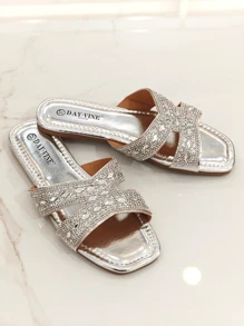 Sandales à enfiler en strass noires REVREAL - Argent - Voir 1